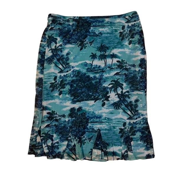 Vintage Express Midi Tropical Blue Skirt Size Medium - Picture 2 of 3